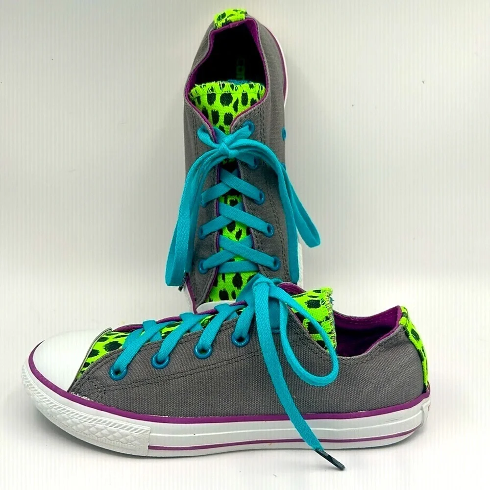 Converse Shoes Chuck Taylor All Star Low Top Sneaker Foldover Leopard Print Sz 3